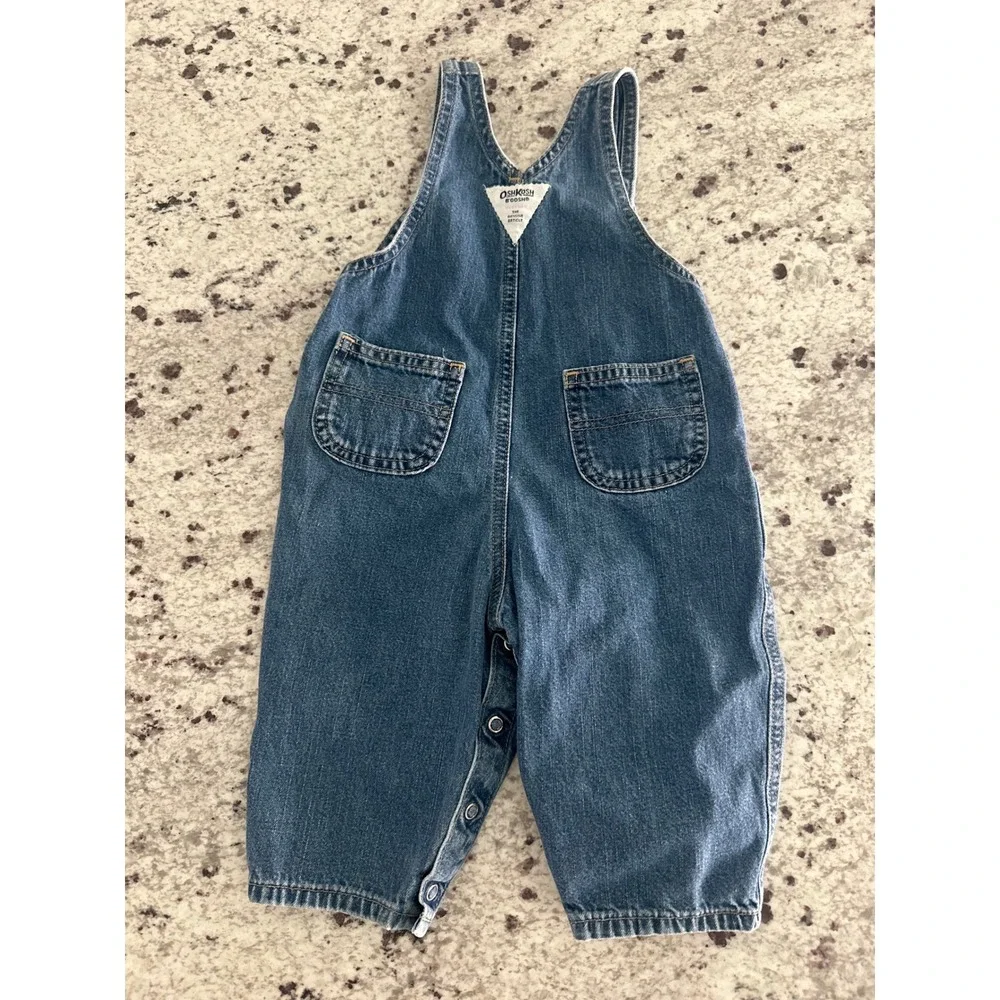Vintage 90s OshKosh B'gosh Pleated Denim Vestbak Overalls Size 12M